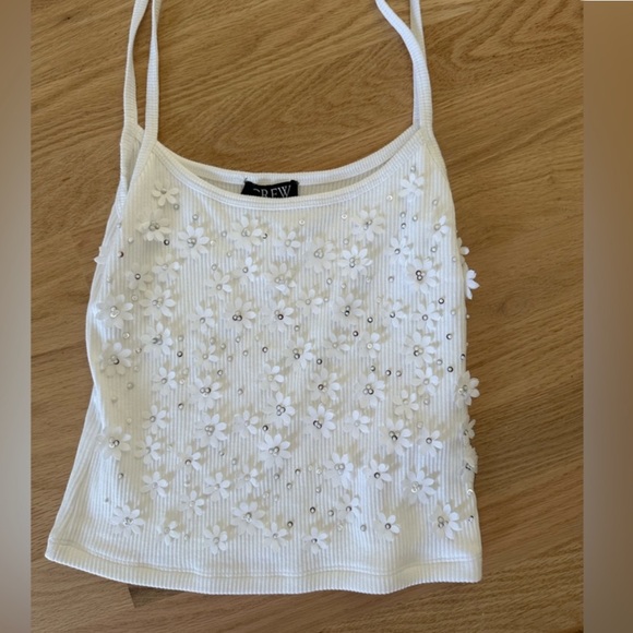 J. Crew Tops - J. Crew White Floral Appliqué Tank